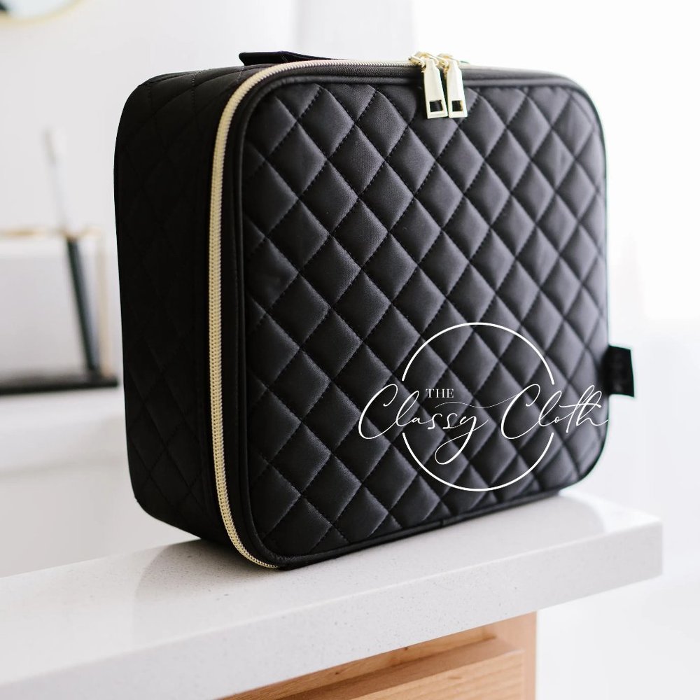 NWT Mega Makeup Case Black Quilted